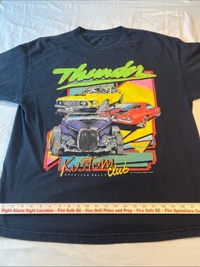 J. Galt Thunder Kustom Klub‎ Graphic Tee OS Black Hot Rod Car Race Oversized